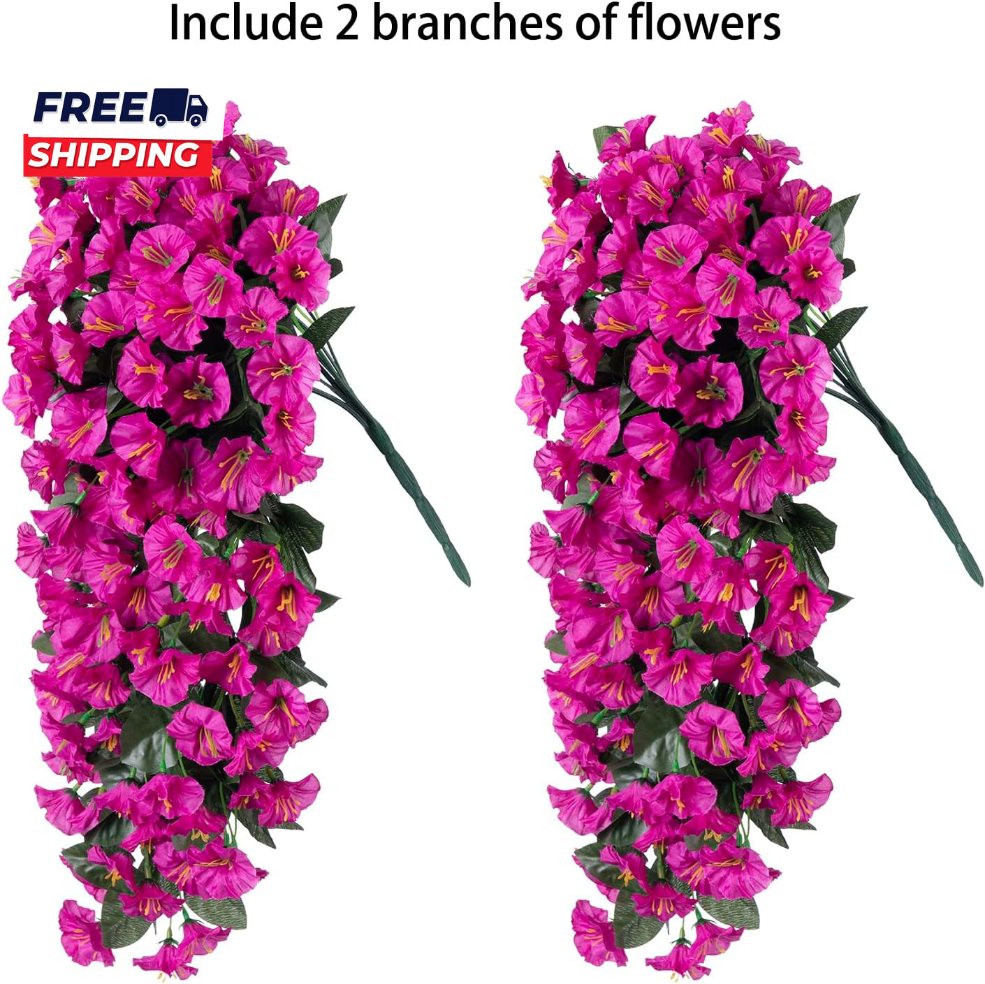 Artificial Fake Hanging Flowers Plants for Outdoor outside Decoration 2PCS Faux