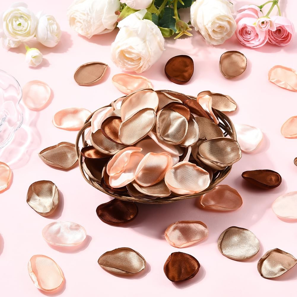 500 PCS Brown Fabric Rose Flower Petals Faux Silk Confetti Table Decor