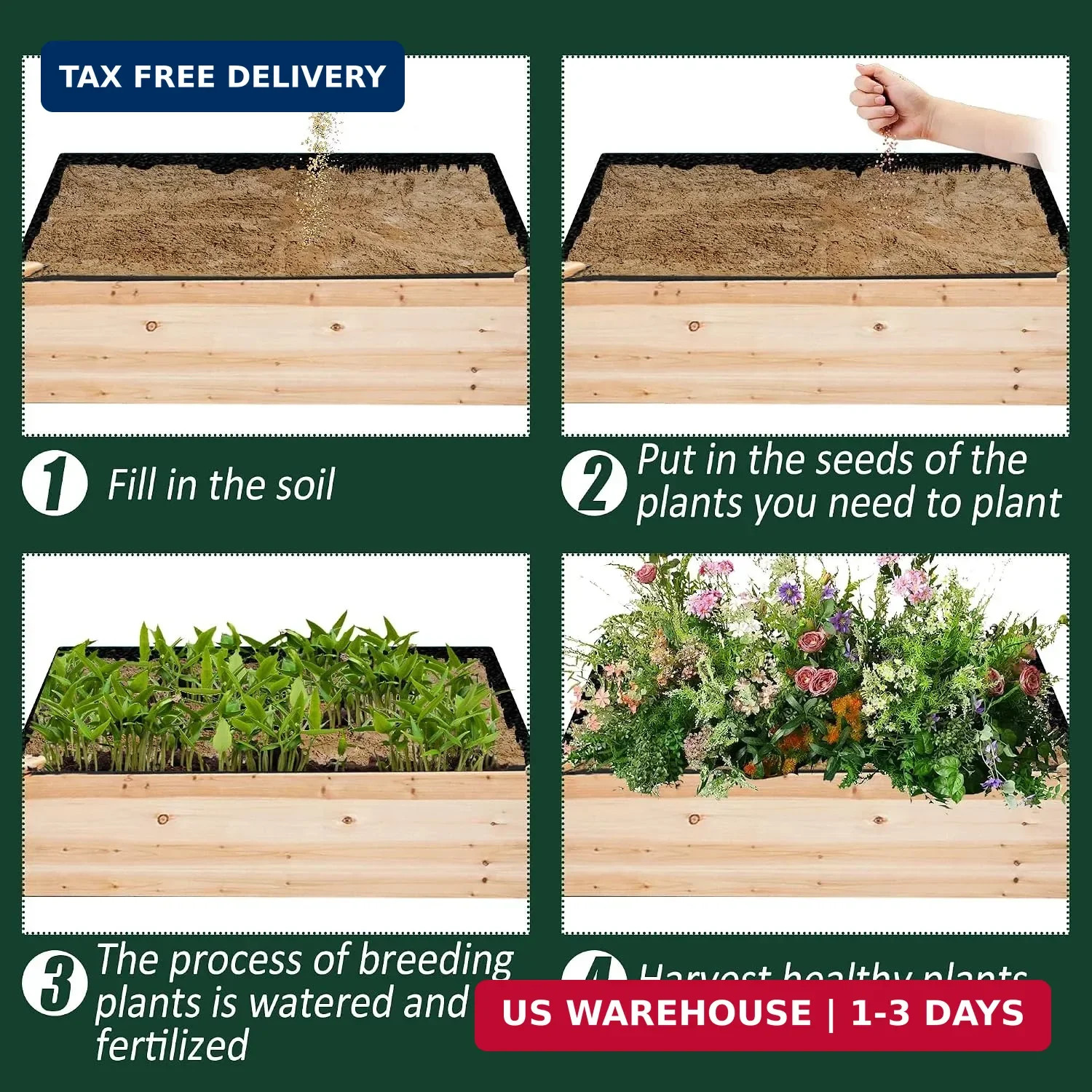 1PCS Raised Garden Bed Liner Fabric Raised Garden Bed Breathable Drainage Rectan