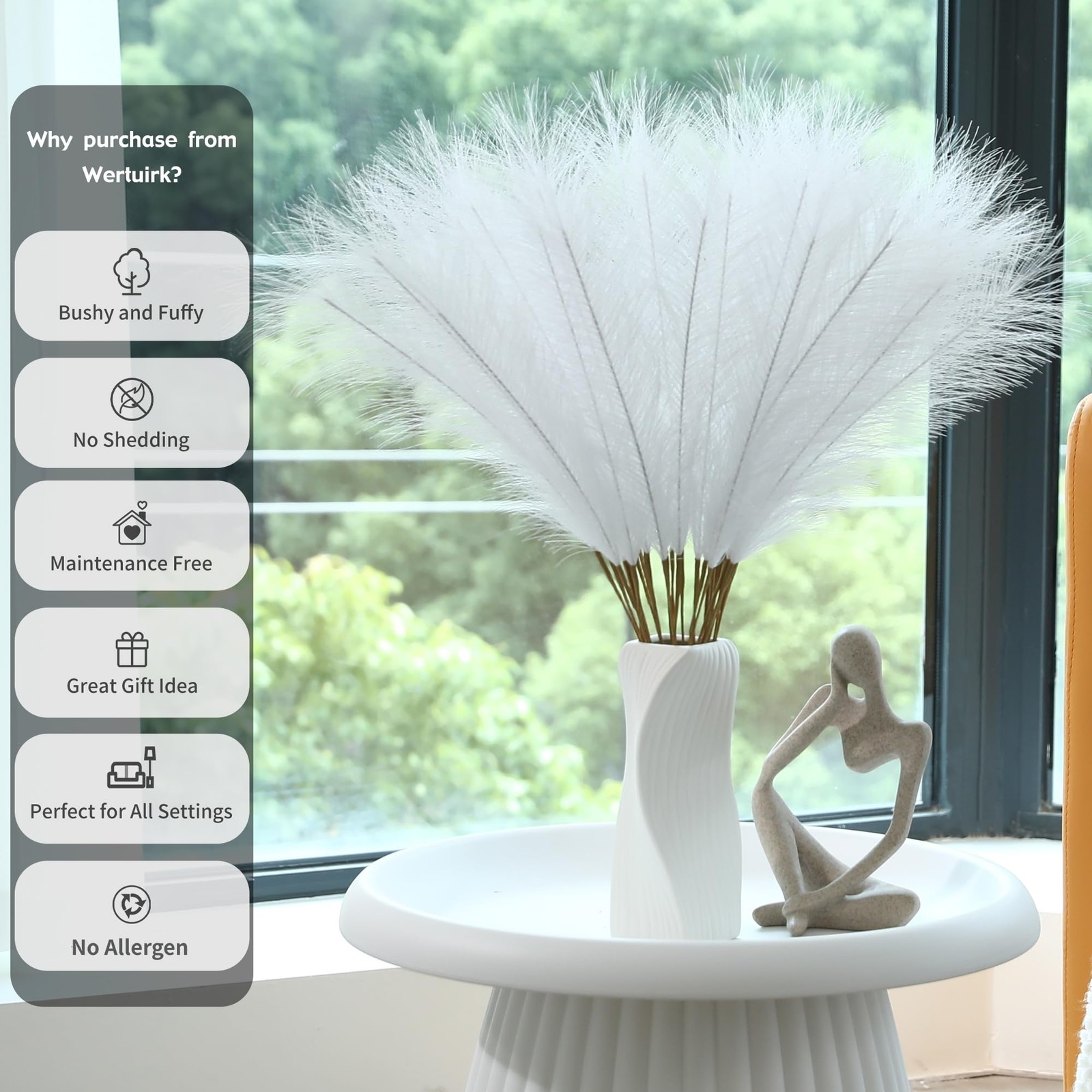 30 PCS 24 Inch White Faux Pampas Grass Decor Tall Artificial Plant Wedding