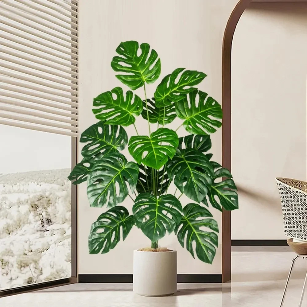 70-100cm Artificial Monstera Tree Fake Palm Plants Plastic Turtle Leafs Tropical