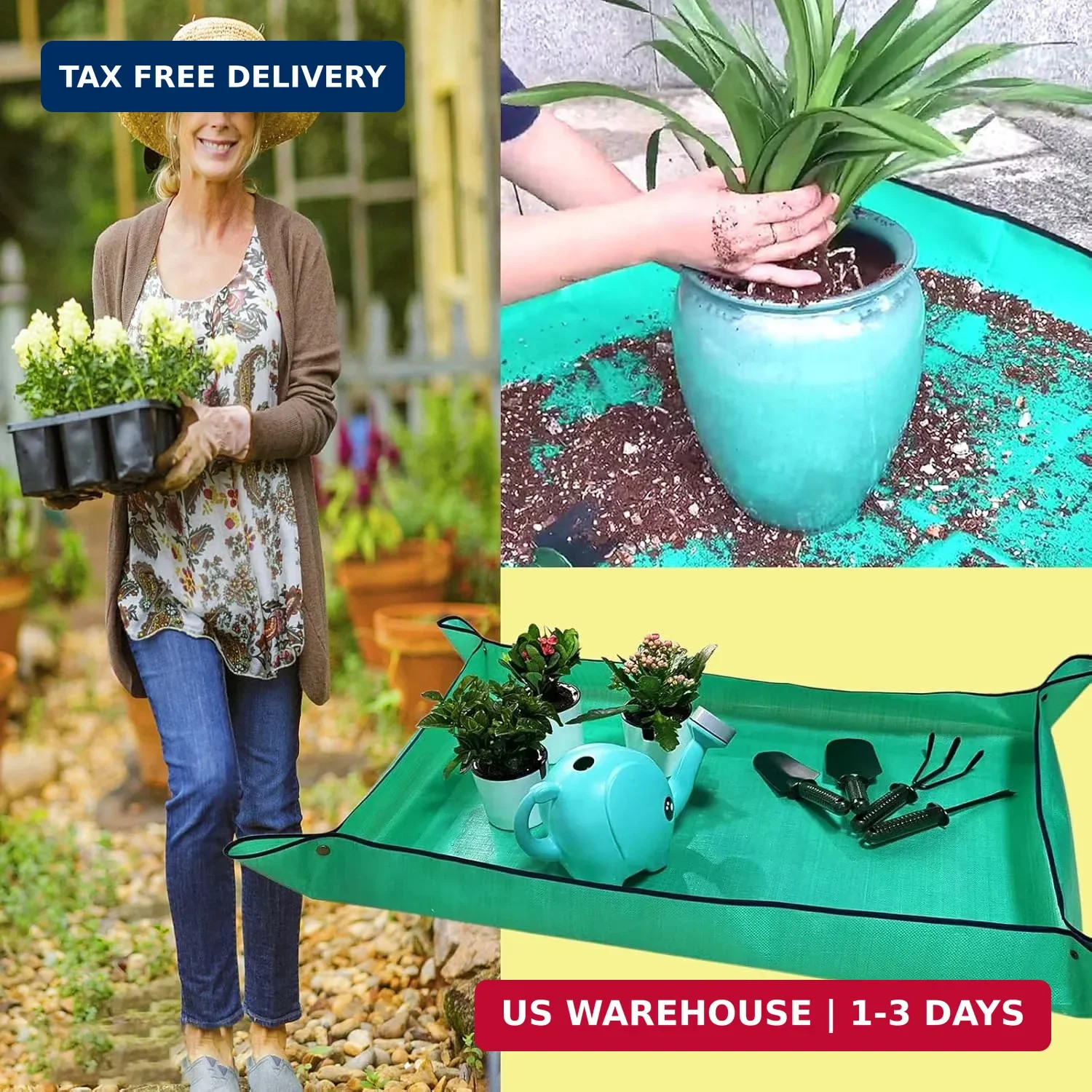 2 PCS Plant Repotting Mat for Indoor Plants, 43″ X 29″ Thickened Foldable Waterp
