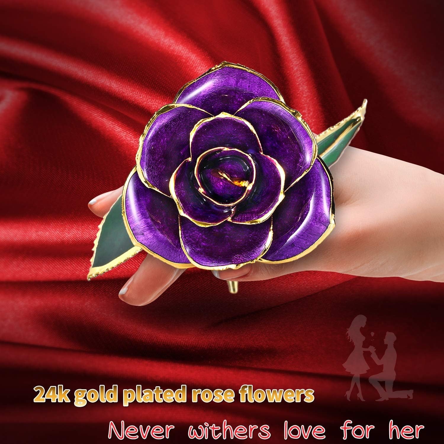 Unique 24k Gold Dipped Purple Rose – Perfect Anniversary and Wedding Gift