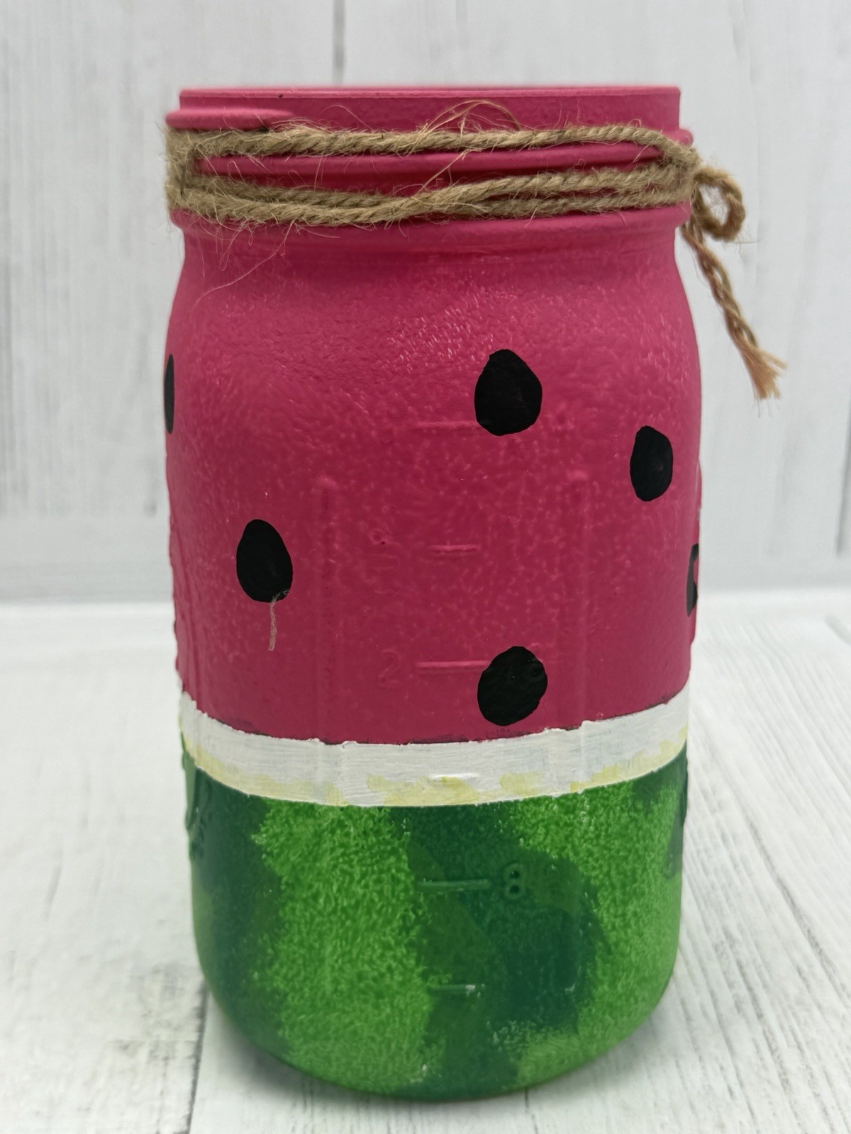Hand Painted Watermelon Mason Jar Set Summer Rustic Decor Centerpiece