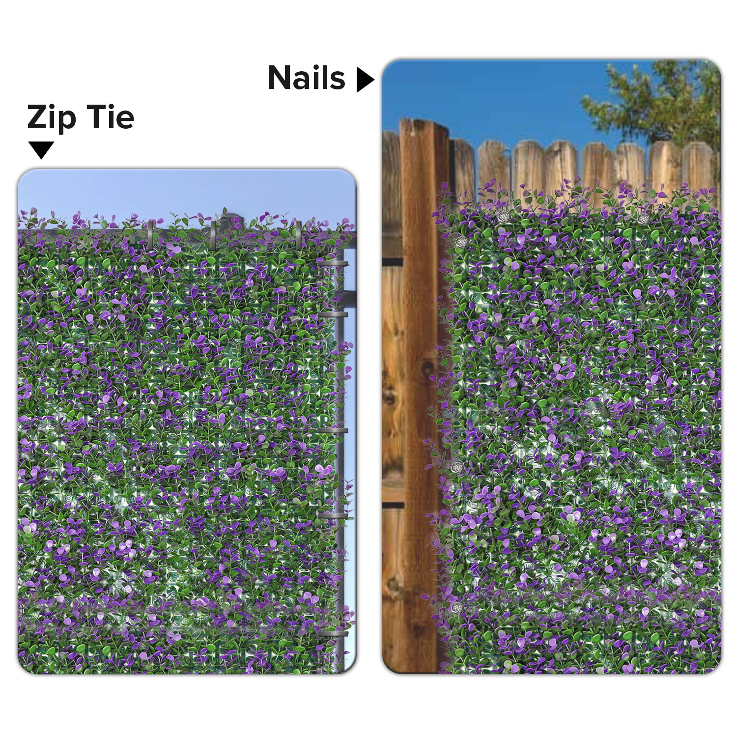 20″Artificial Purple Buxus Leaf With Plastic Back Privacy Fence Home Decor Mats