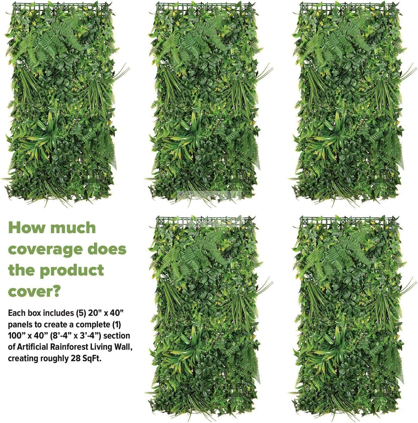 Easy Install 5Pcs 20”x40” Faux Living Wall – Perfect for Privacy & Decor