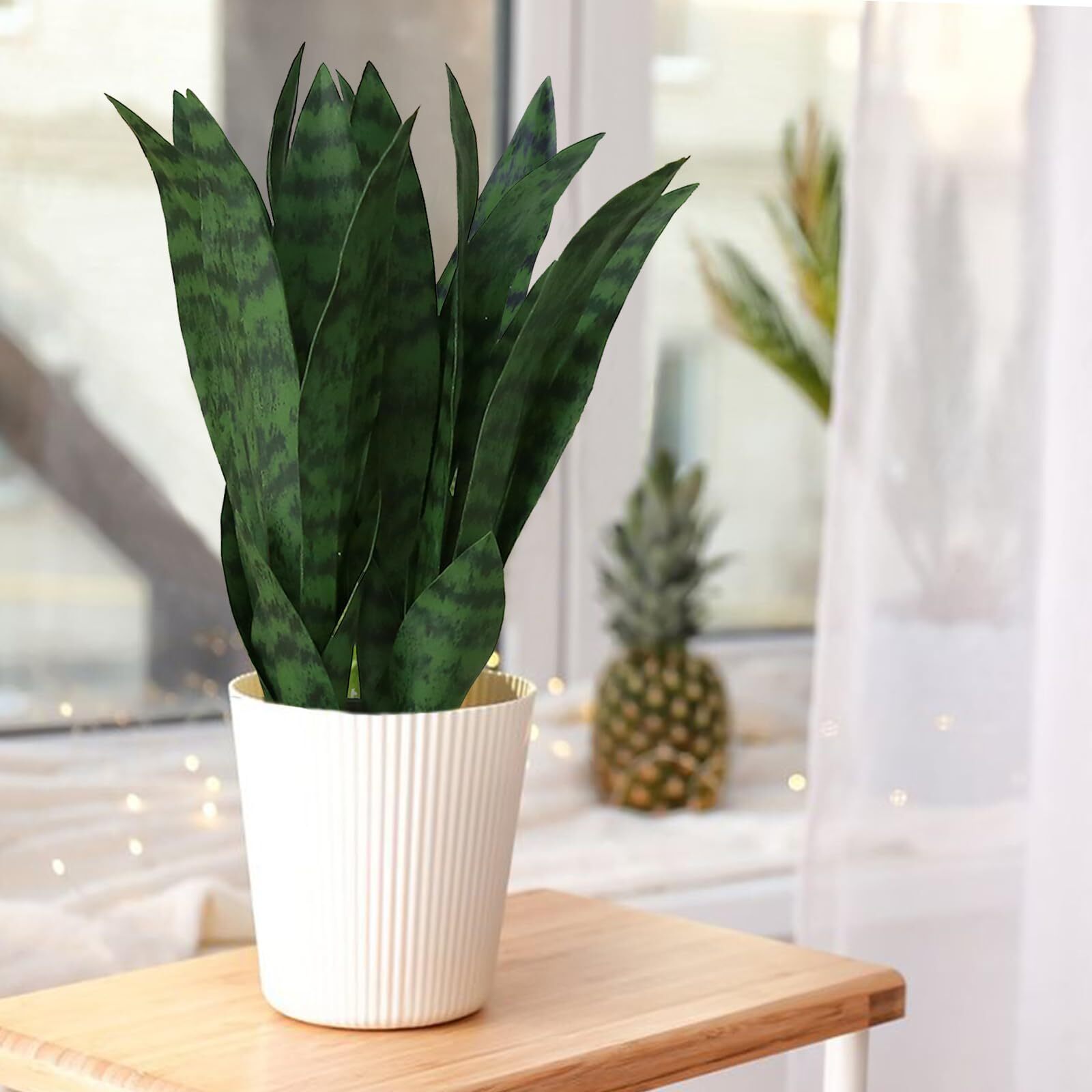10pcs Fake Snake Plants Leaves Set 15inch Artificial Small Sansevieria Leaves