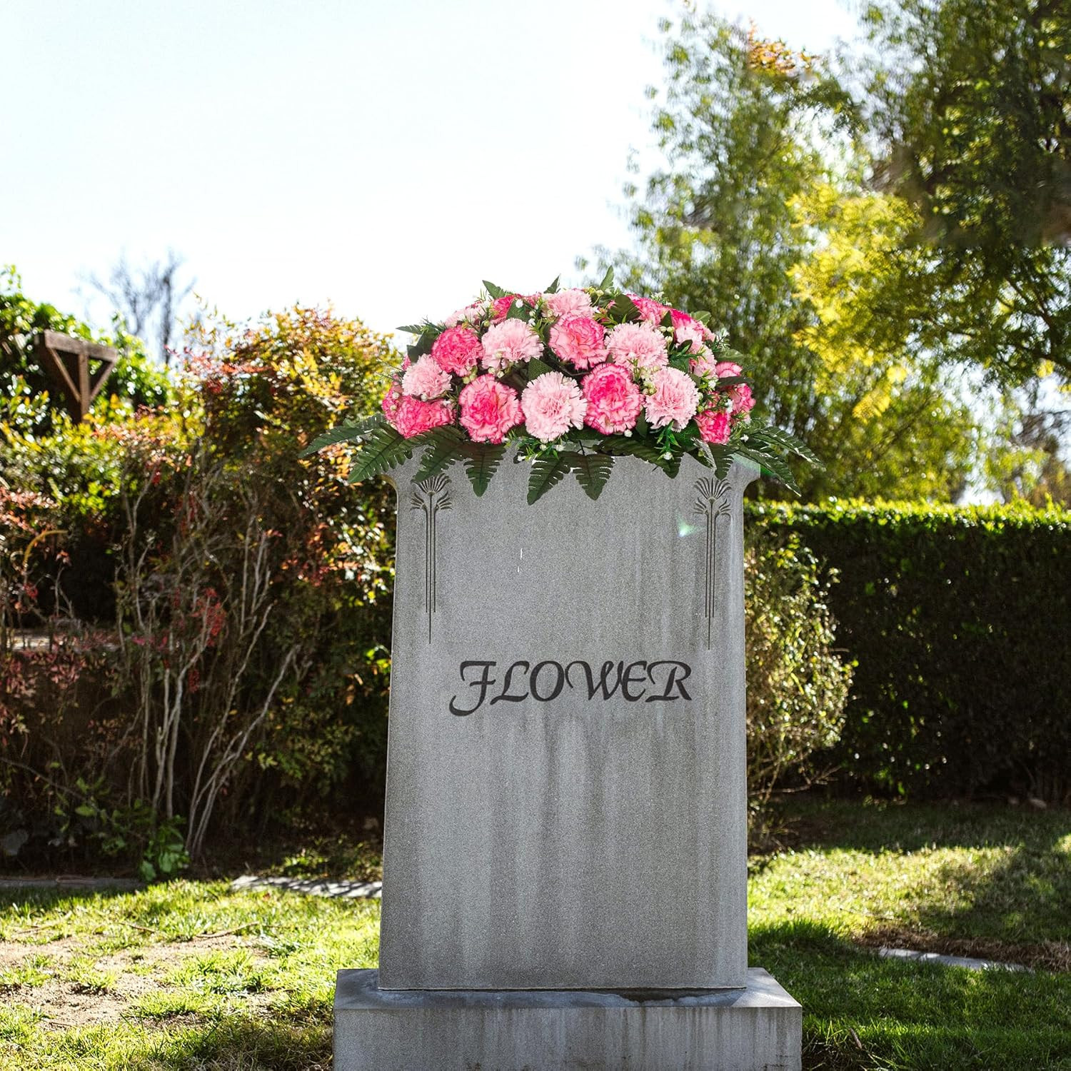 Pink Artificial Sympathy Flowers for Graves – Memorial Decorations Set