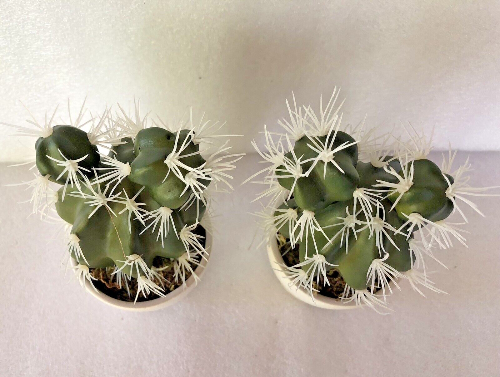 Set of 2 Faux Cactus Artificial Plants in Ceramic Pots 7″ Tall