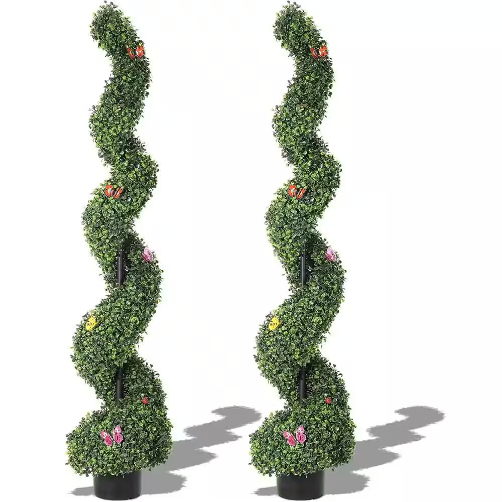 5 Ft Artificial Boxwood Spiral Topiary Trees,Artificial Plants Front Porch with