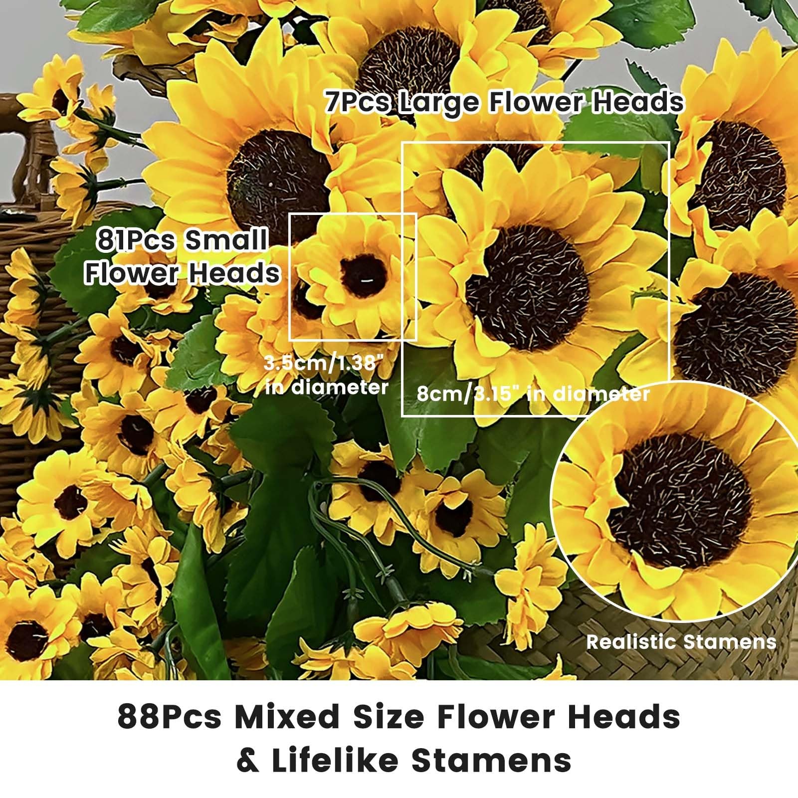 Daily Treasures 2PCS Artificial Hanging Flower,176 Realistic Silk Sunflowers …
