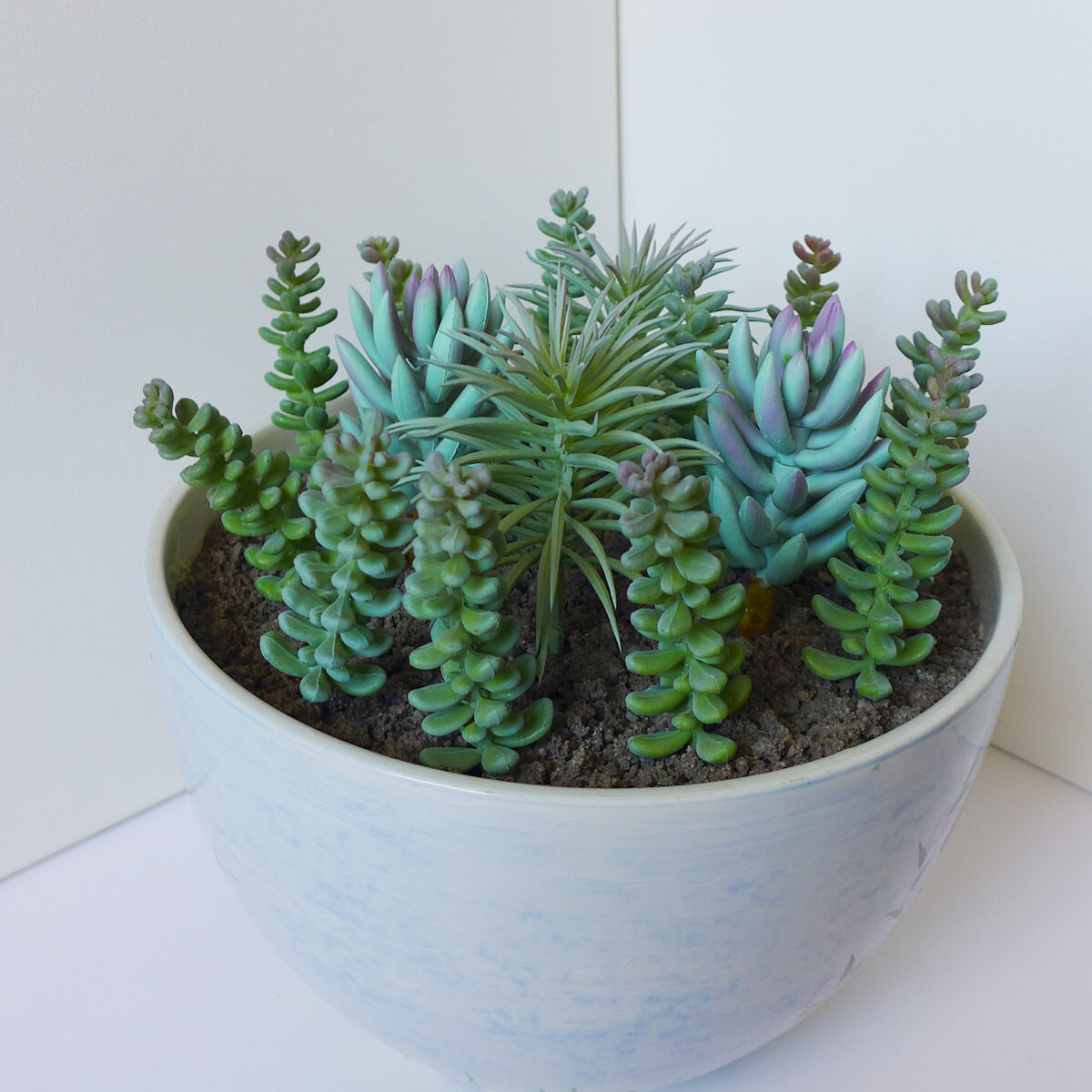 16 Pcs Artificial Plants Mini Succulents Gray Yacon Grass (#12)