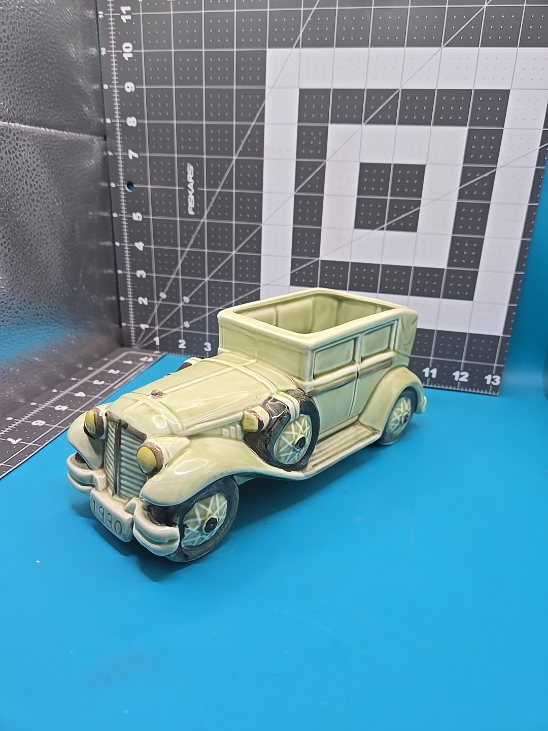 New Old Stock Vintage 1985 Inarco Japan Ceramic Classic Green 1930 Car Planter