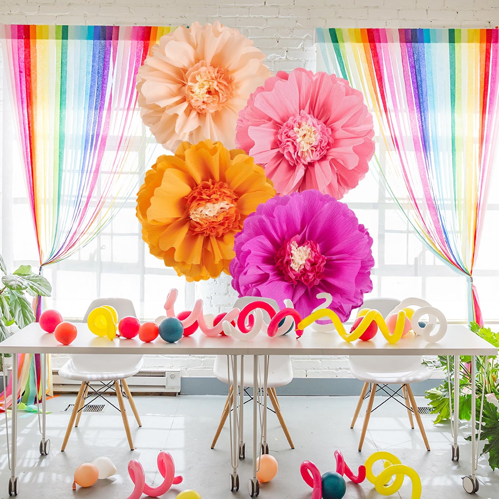 Giant Paper Flowers Crepe Tissue Decorations Wall Decor Pink Orange 20 In 4 PCS
