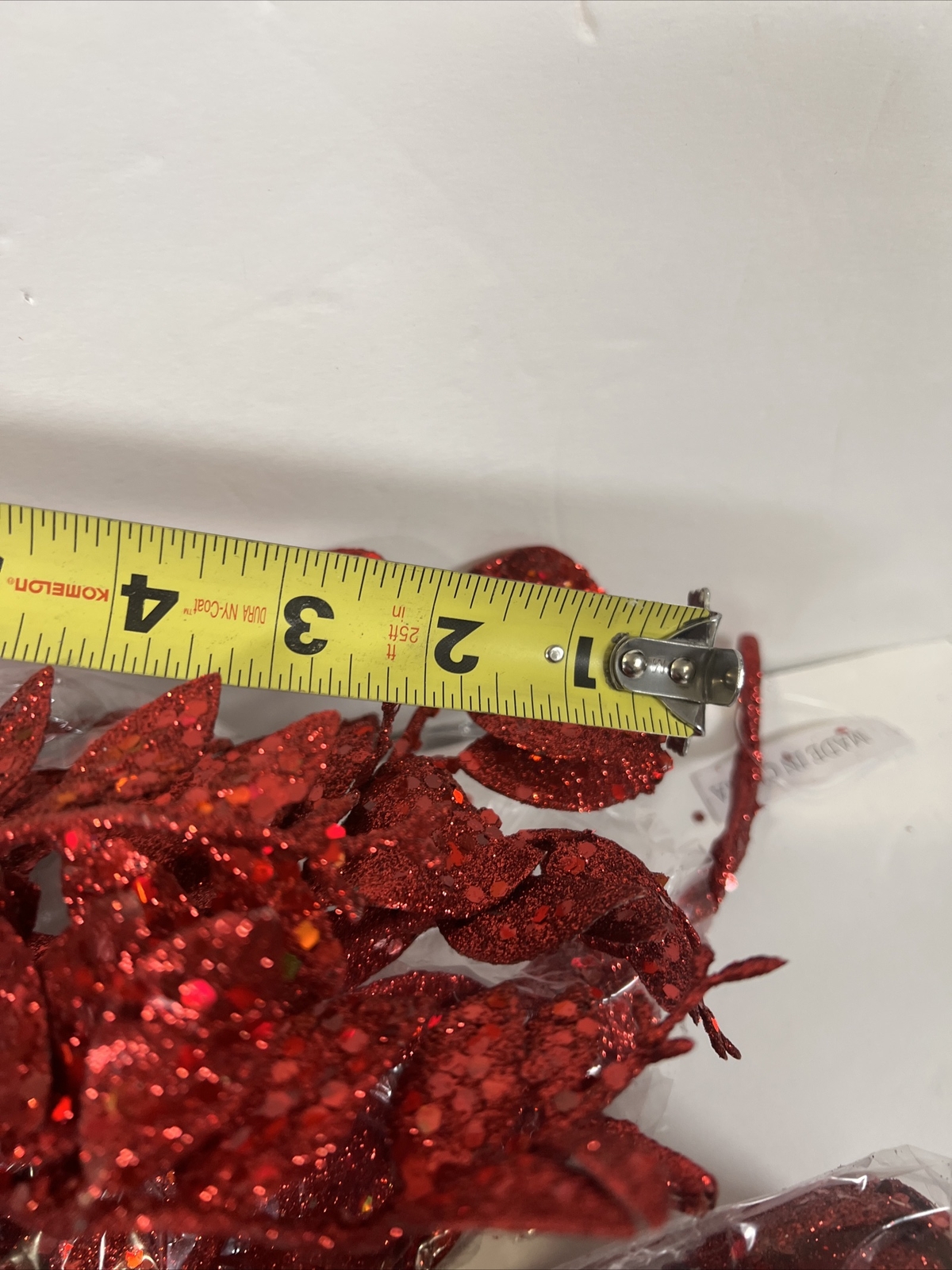 Set of 2 Red 4′ Shimmering Leaf Garlands Glitter Valerie Parr Hill