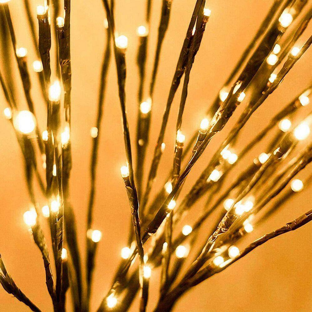 30 In. Brown Artificial Foliage Lighted Willow Branches Decorative Warm White LE