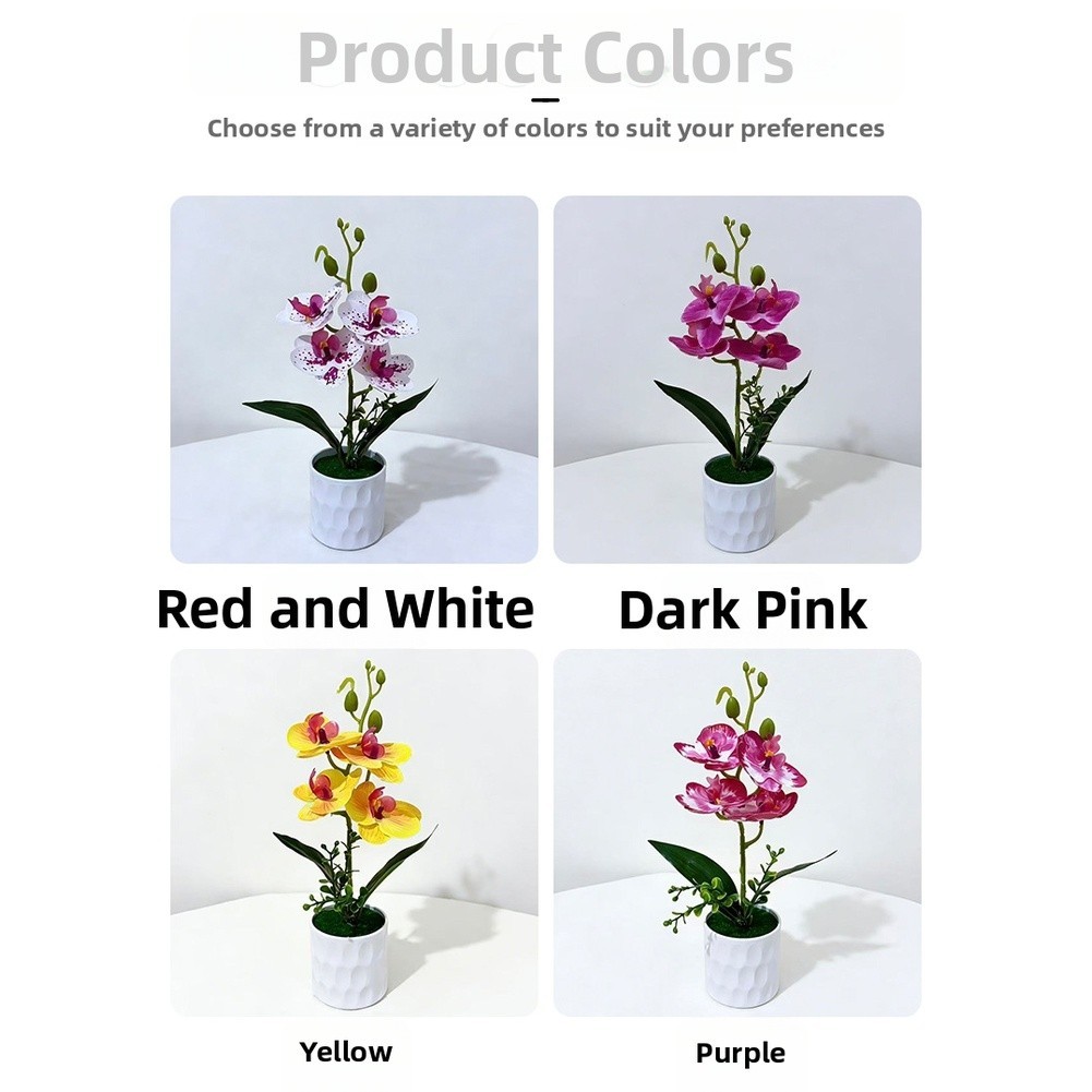 Plastic Phalaenopsis Orchid 3D Printed Potted Artificial Flower 28 x 15 cm