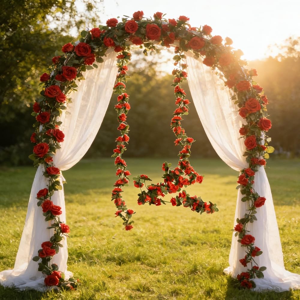 2 Pack Artificial Rose Vine Fake Flower Garland Fake Rose Hanging Vine Artifi…