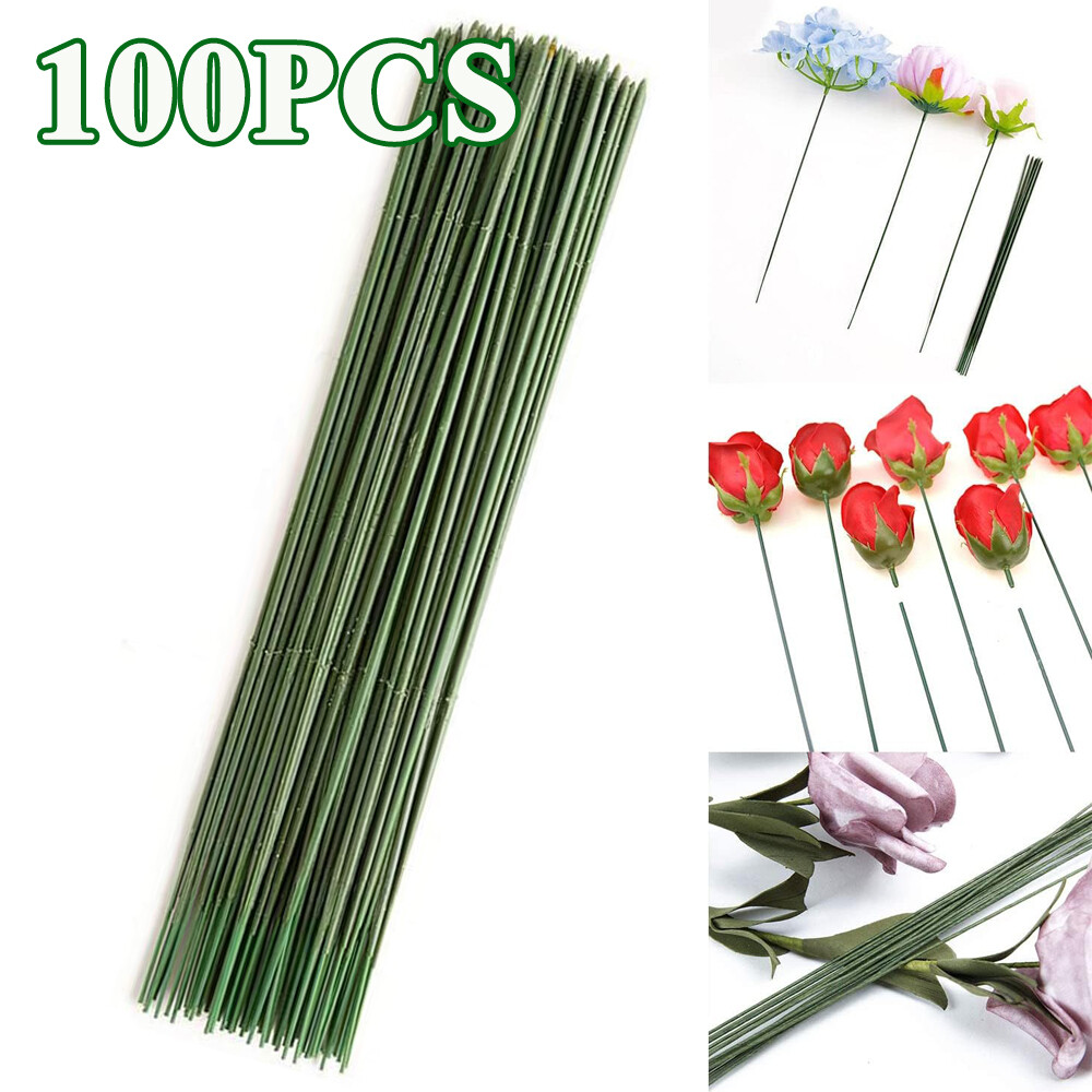 100Pcs10″ Plastic Flower Stems Fake Bouquet Plant Support Stick for Floral Craft