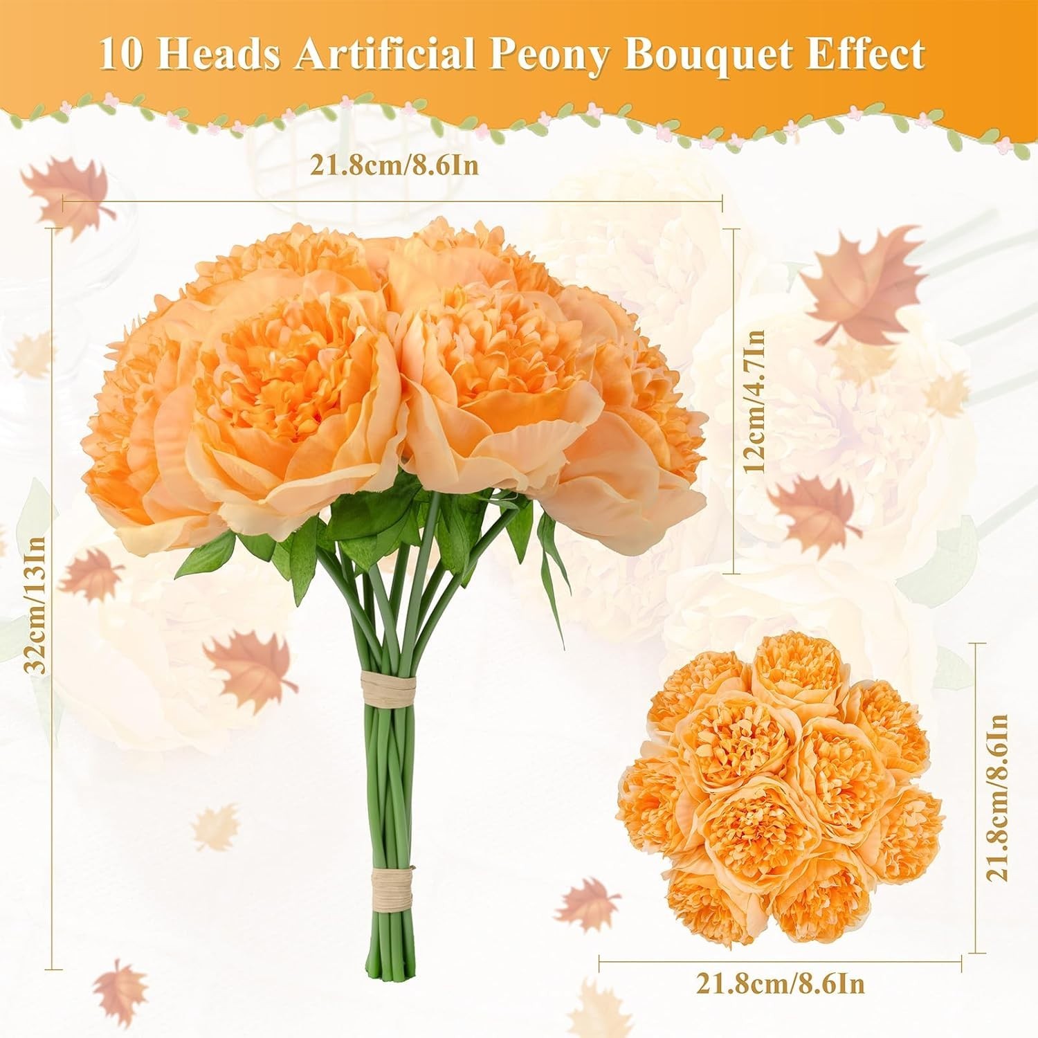 Stunning 10pcs Orange Artificial Peonies – Perfect for Seasonal Decor & Events