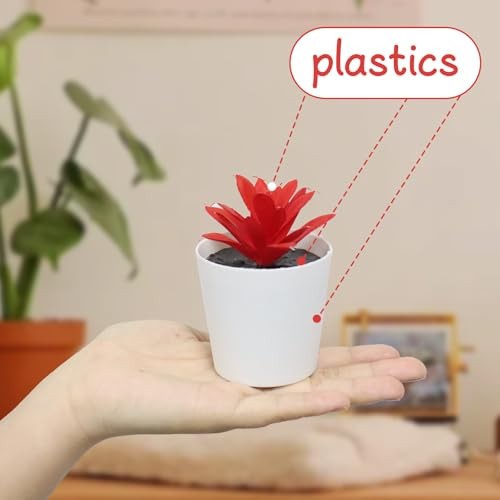 Artificial Potted Plant, Simulated Gem Flower, Lotus Flower, Artificial Red