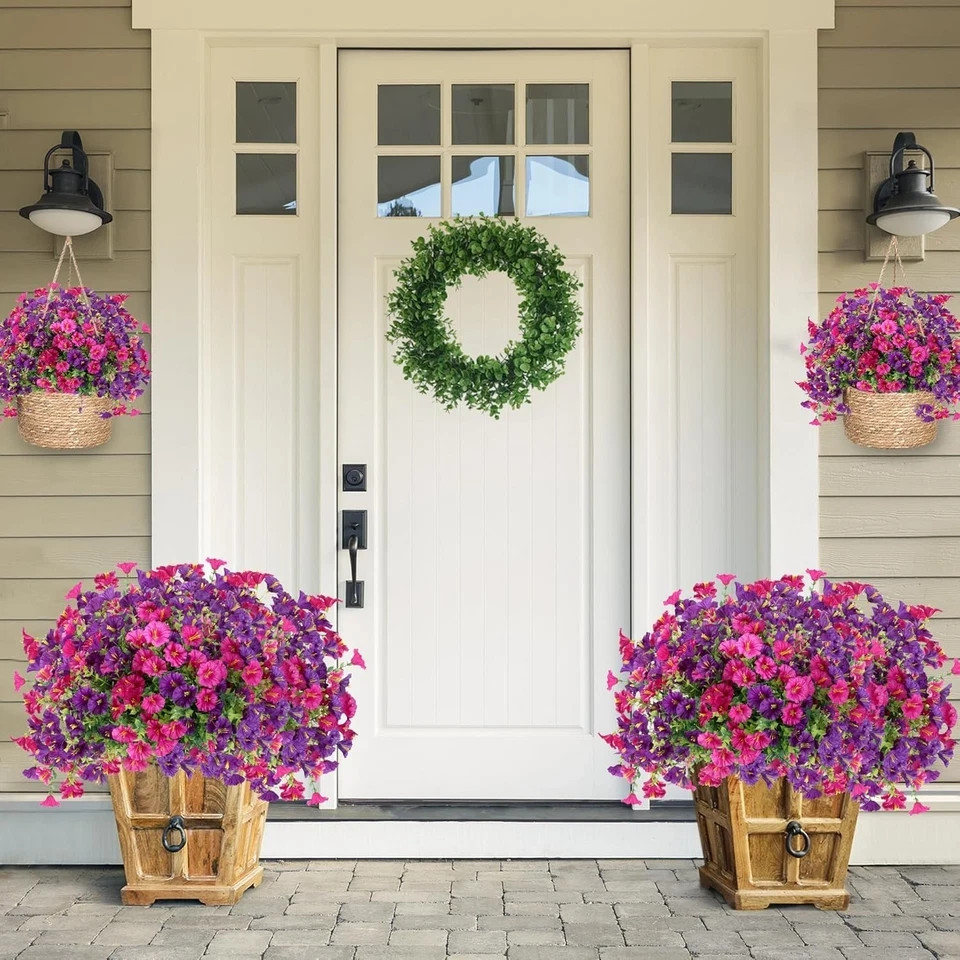 Artificial Flowers for Outdoors 12 Bundles Realistic Faux Plants UV Resistant Fa