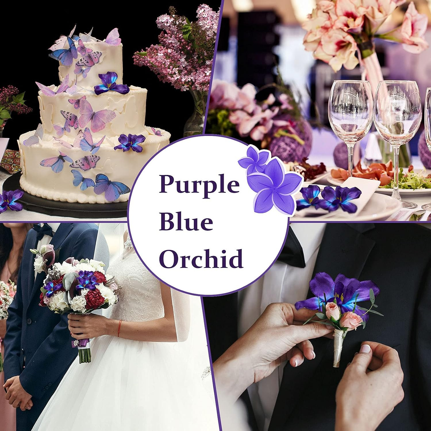 100 Pieces Blue Purple Faux Orchid Flowers Halloween Flower Day of The Dead Deco