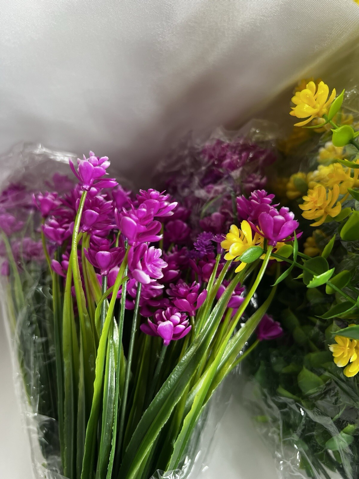 Zeyune 42 Bundles Artificial Flowers Fake UV Resistant for Outdoor Plastic