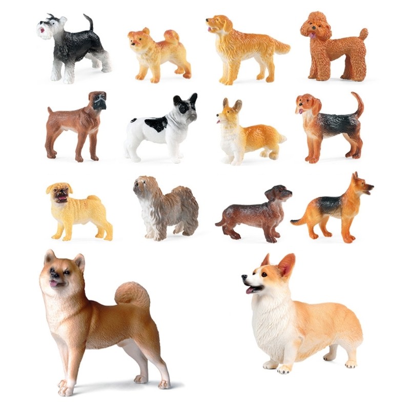 Artistic Plastic Dog Mini Figurines For Educational Play Toy And Interior Decors