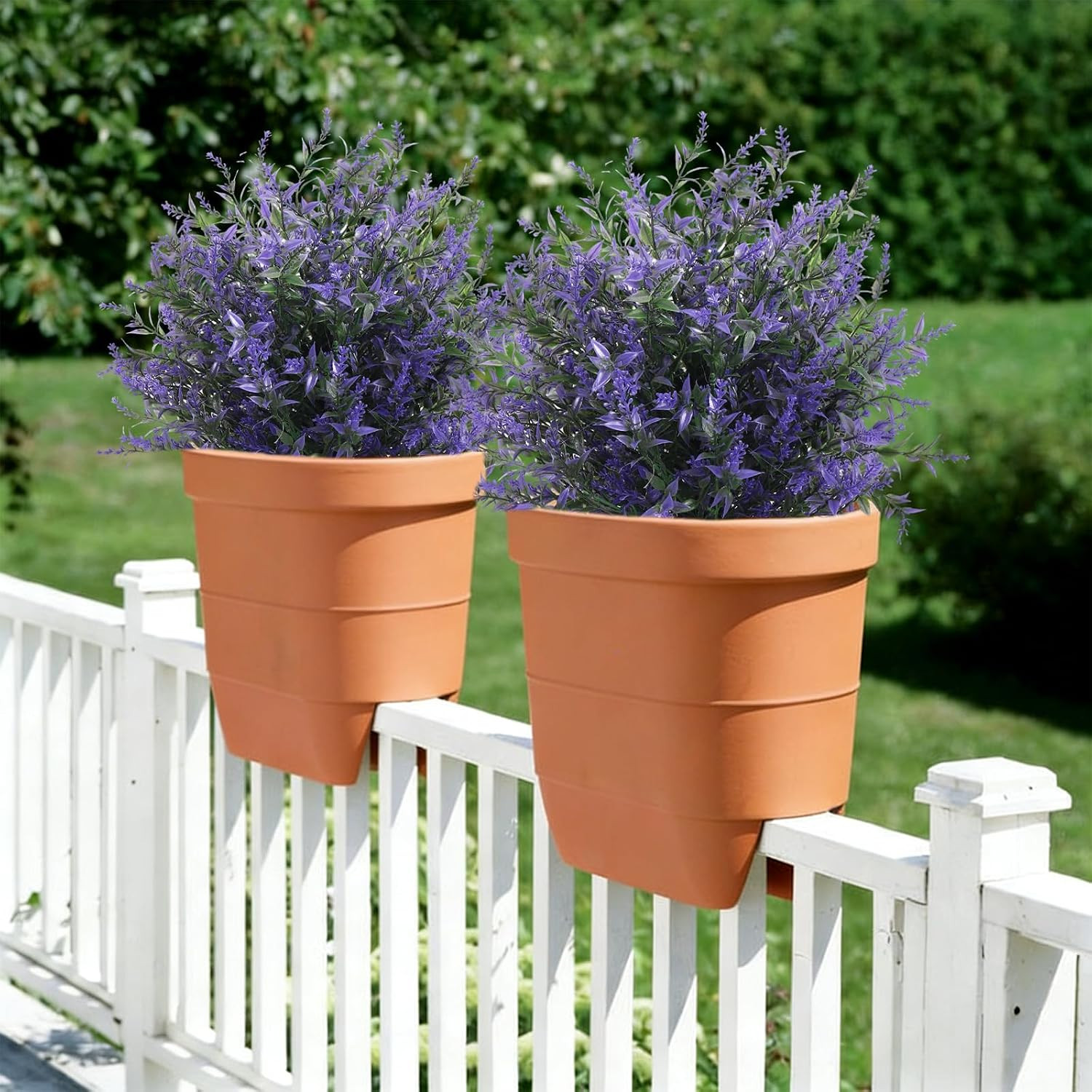Purple Artificial Lavender Topiary Ball Tree – 2Pc UV Resistant Decor