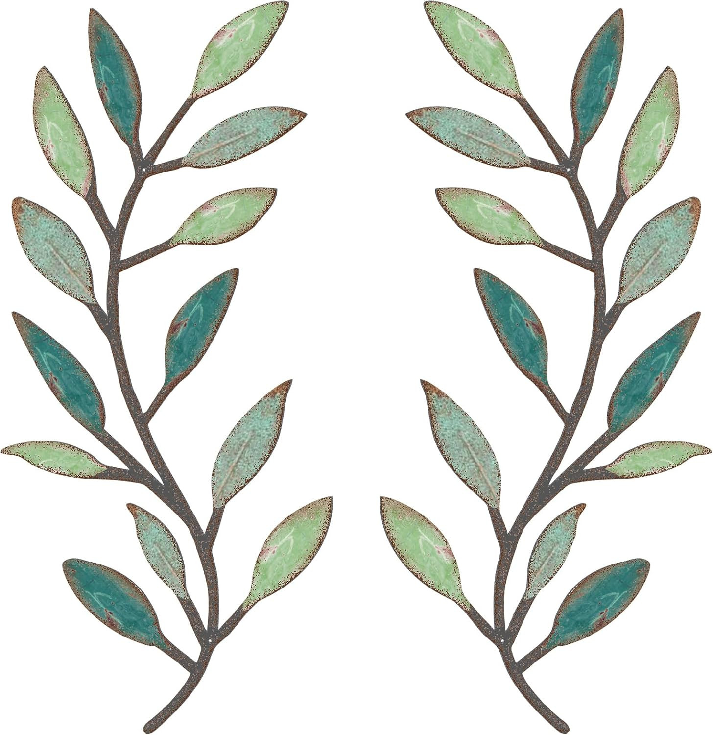 2 Pieces Metal Tree Leaf Wall Decor Vine Olive Branch Leaf Wall Art Living Room,