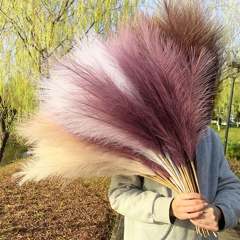 5pcs Artificial Pampas Grass Bouquet Faux Dried Plant For Home Living Decor NEW