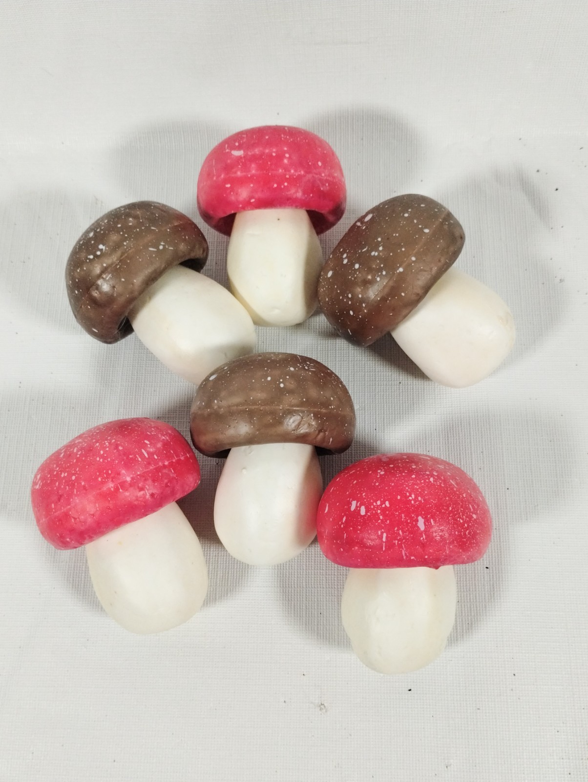 Set Of 6 Foam Mushrooms Red Brown Home Decor 3″ Forest