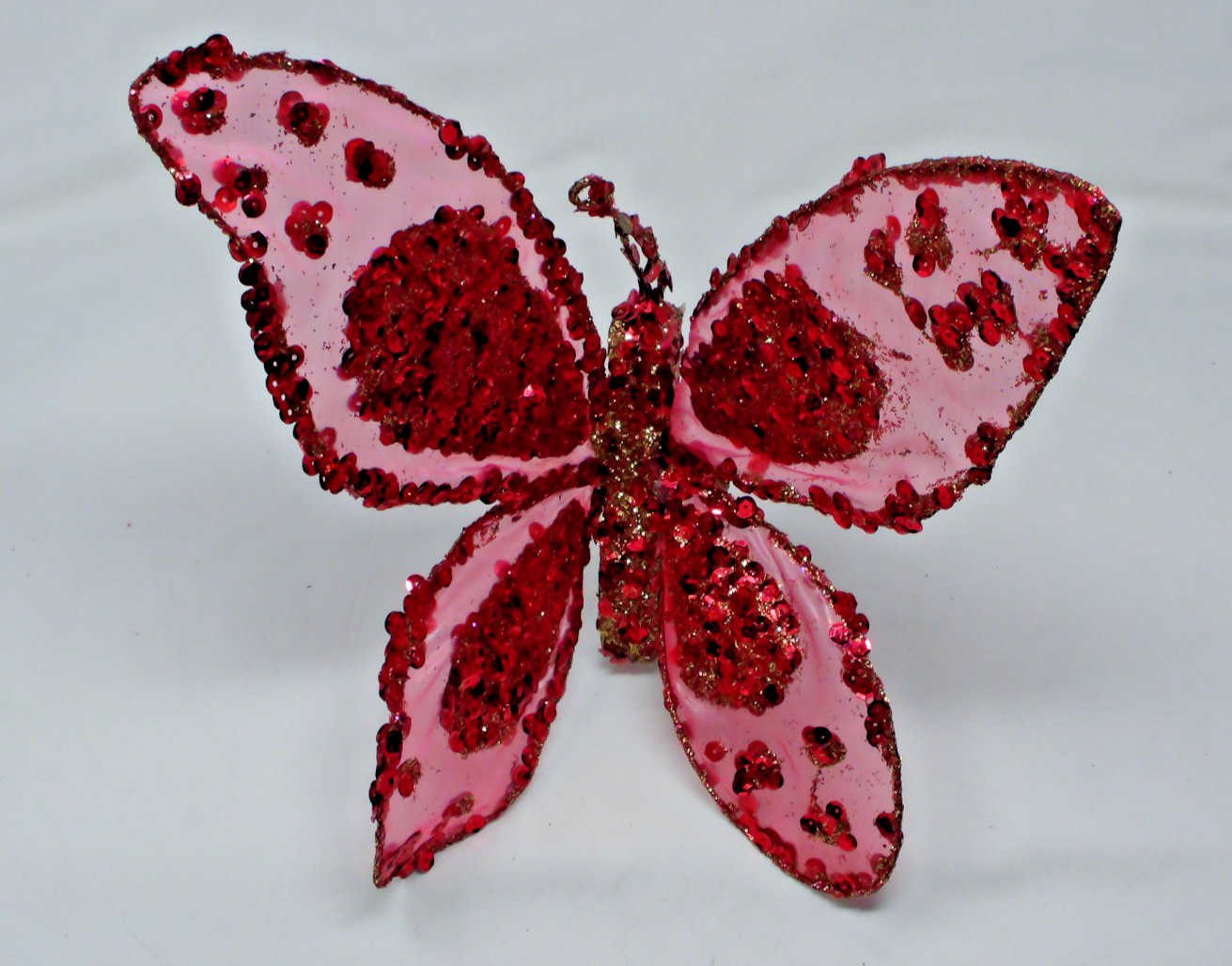 Decorative Pink Butterfly Shaped Floral Pick Decor Adjustable Wings 11″ Long