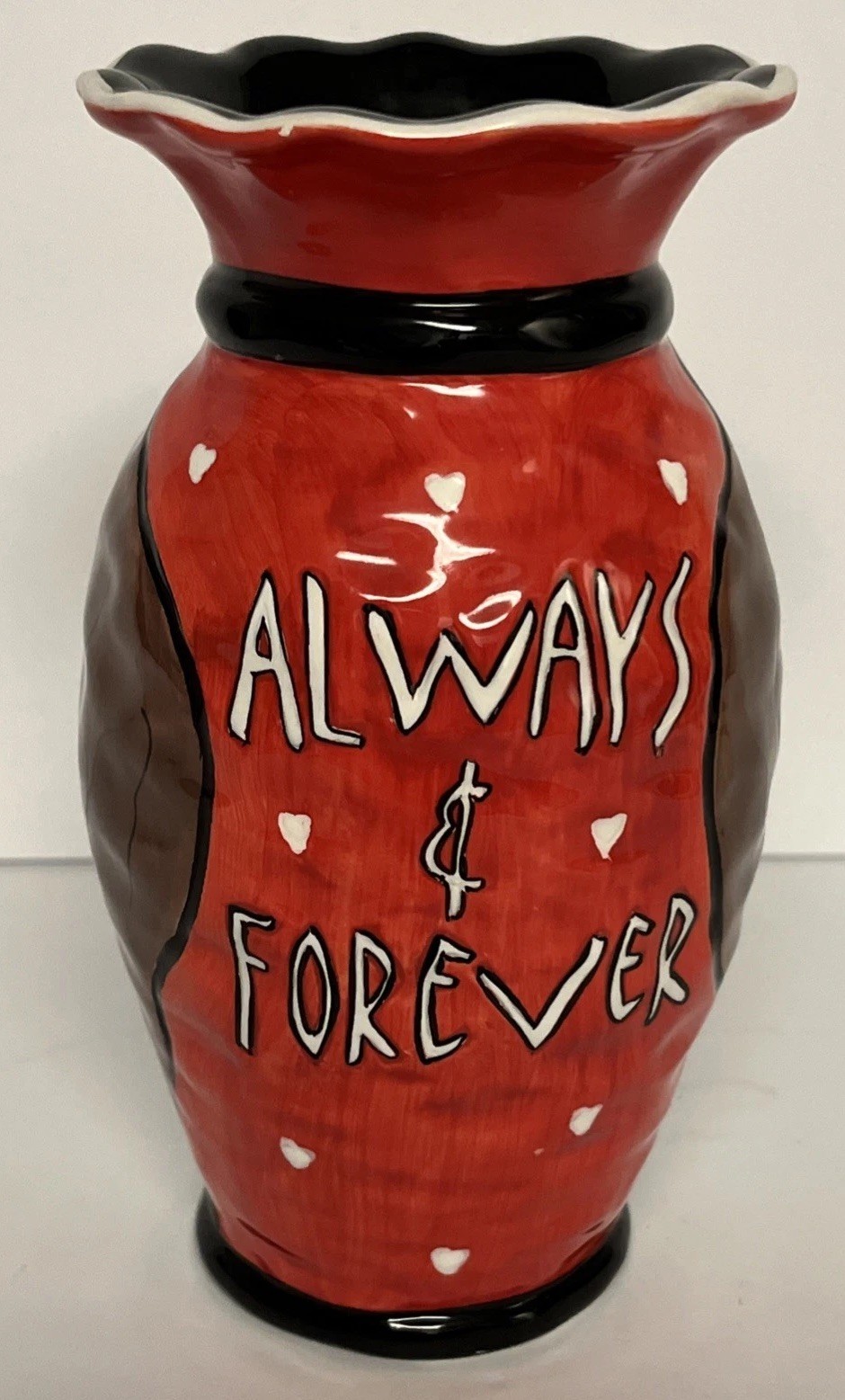 Always & Forever Ceramic Vase Lady Fave Art Vase Red Hearts Romantic Decor