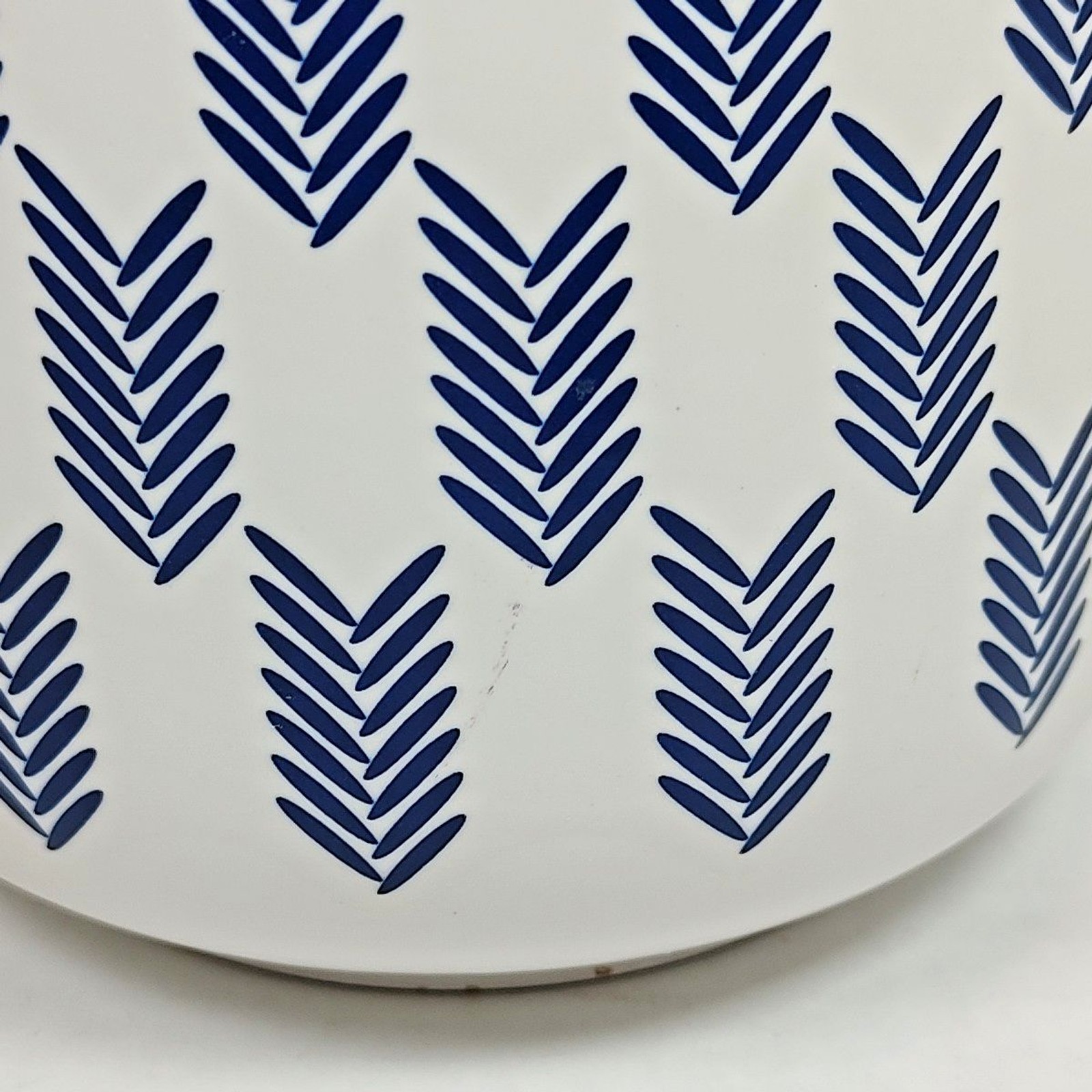 Modern Coastal Artificial Succulent Potted Houseplant Navy Blue White Chevron