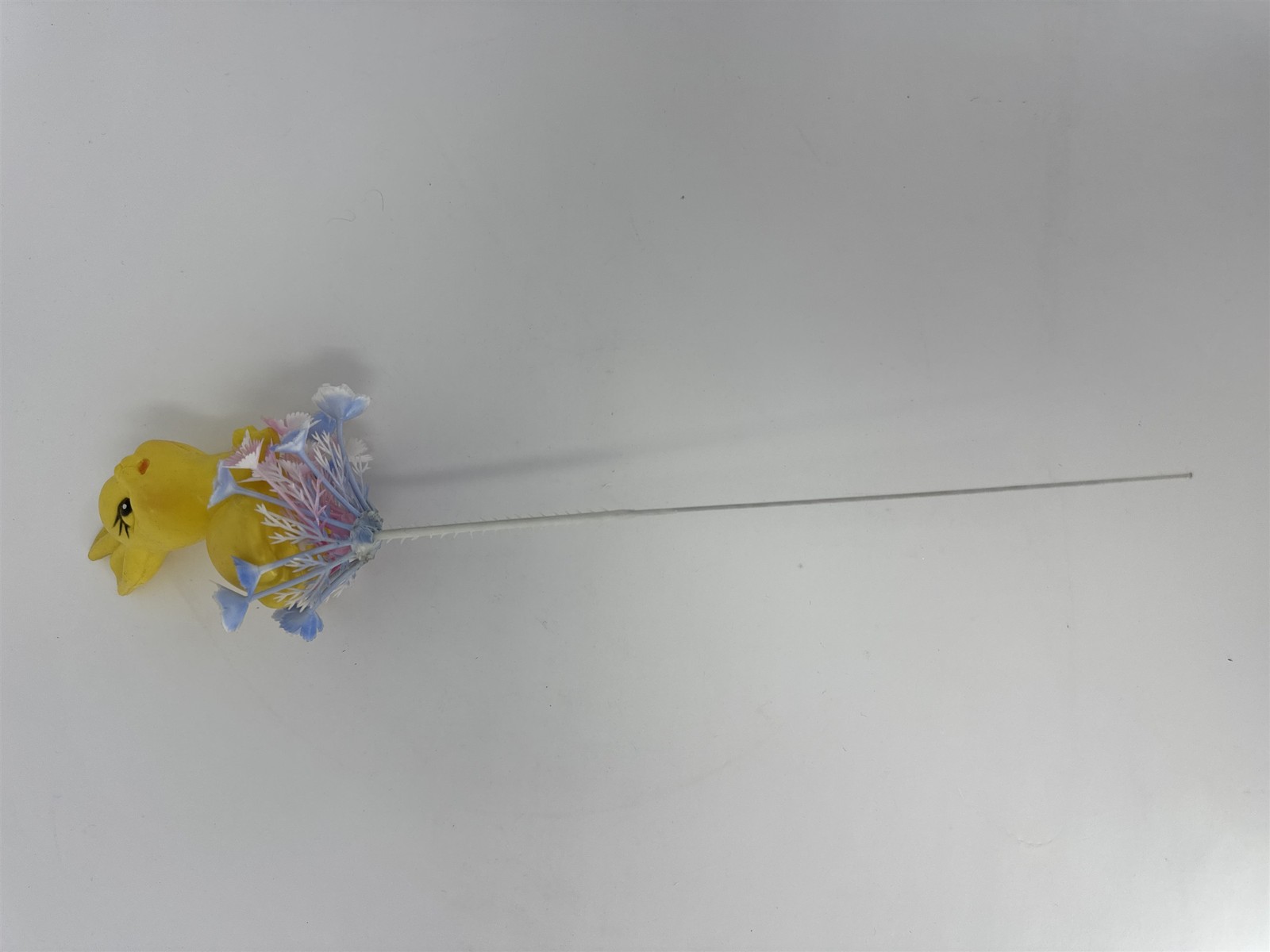 Vtg Yellow Plastic Bunny Rabbit Floral Pick Big Eye MCM Retro Easter Craft 12″