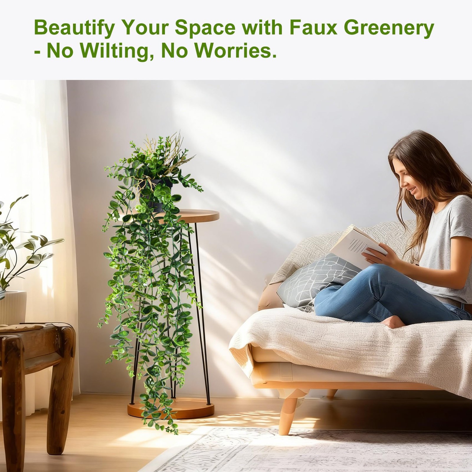 2 Pcs Faux Eucalyptus Vine Ivy Vine Artificial Hanging Plant Faux Plant Fake …