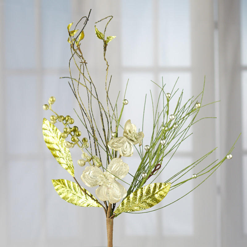 Group of 4 Platinum Glittered Artificial Pine and Dogwood 18″ Sprays
