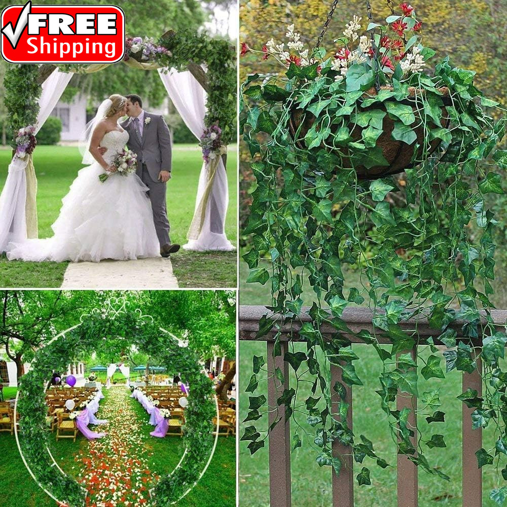 12 Pack Fake Vines for Room Decor Artificial Ivy Garland with Clip Green Flowers
