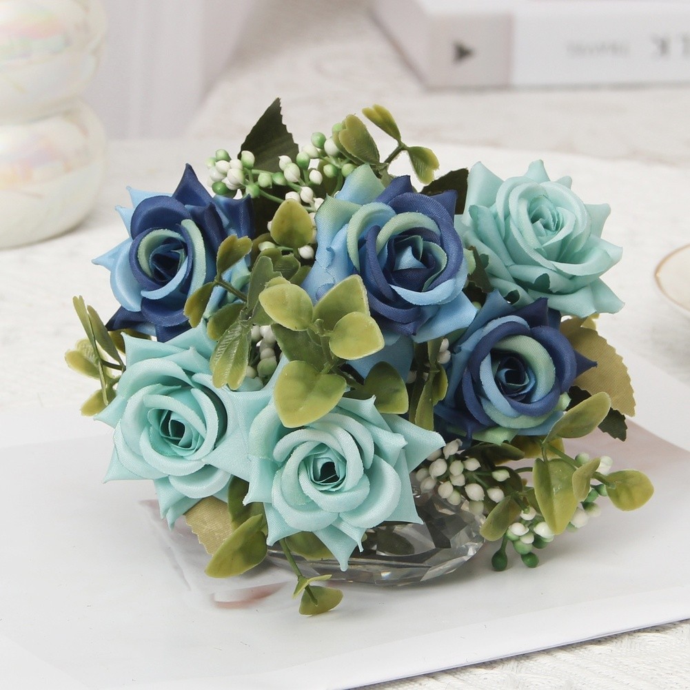 Home Decor Silk Rose Bouquet for Living Room Bedroom Table Centerpiece