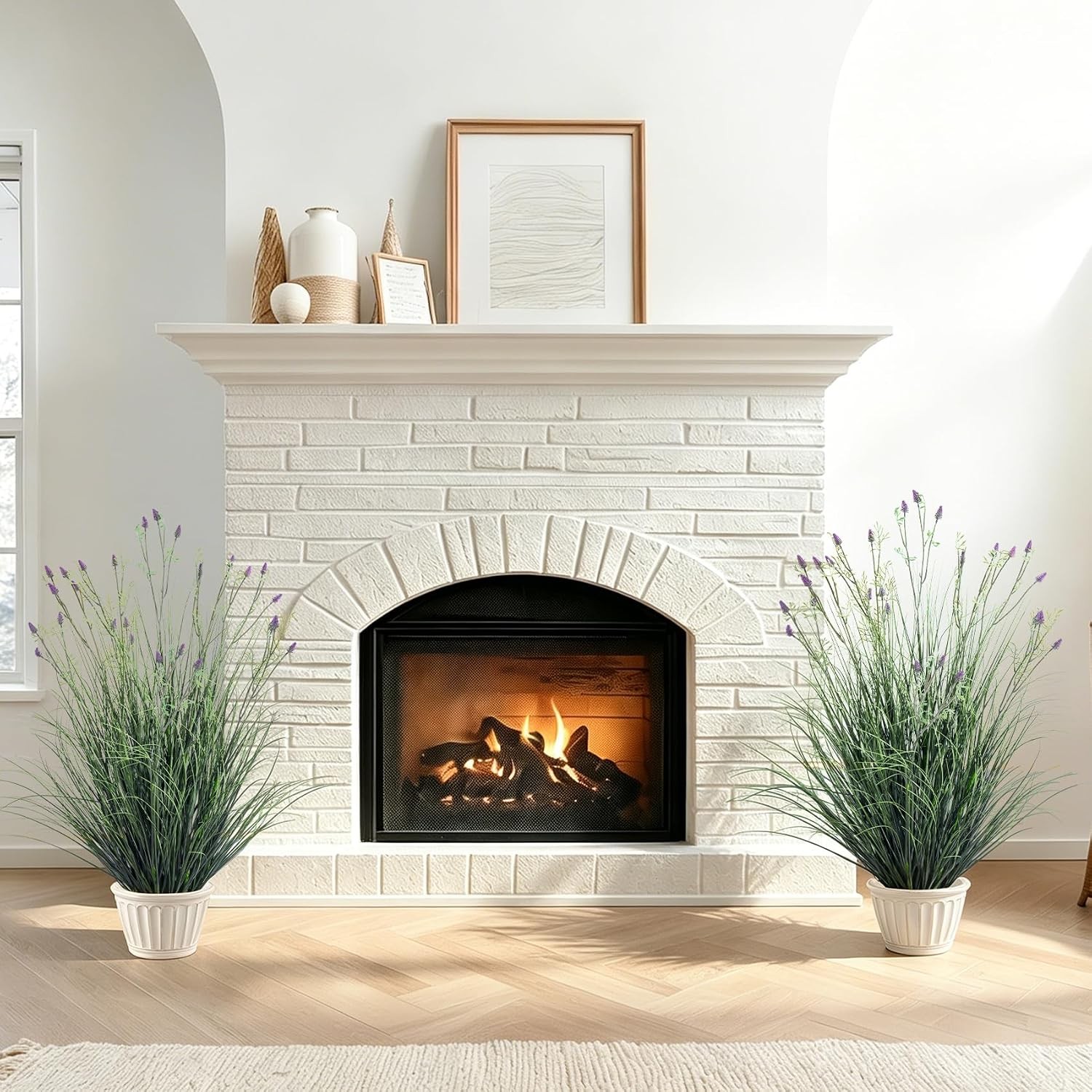 2 pack fake lavender faux plastic plantas synthetic pampas grass indoor outdoor