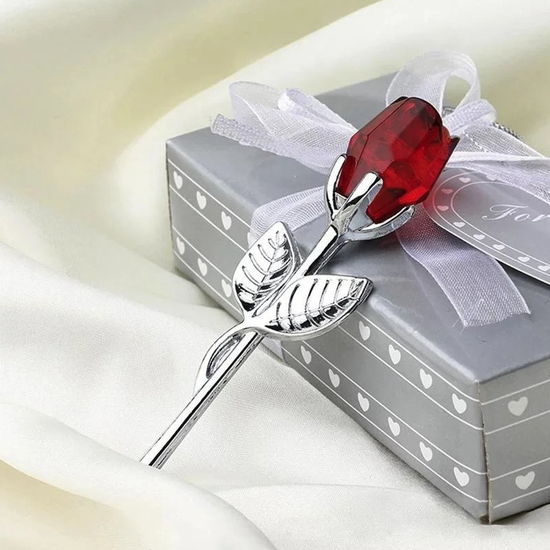 1pc Crystal Glass Rose Figurine Gift Romantic Decor Wedding Valentine – NEW