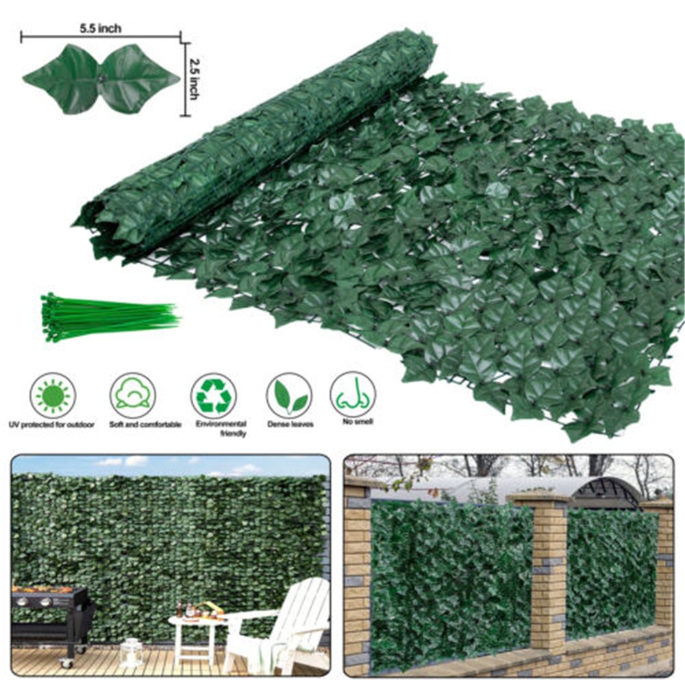 118″ x 39″ Artificial Faux Ivy Leaf Fence Panel Screen Wall Home Decor Grass Mat