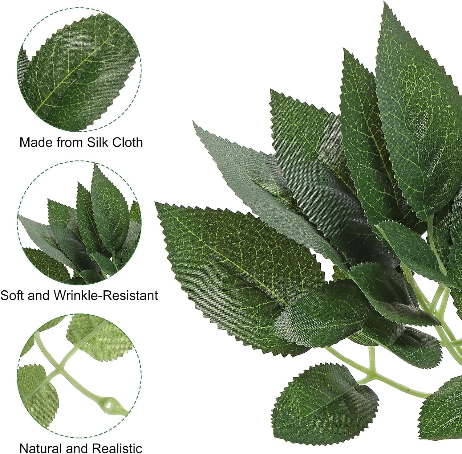 4.72X10.24 Artificial Silk Rose Leaf, 40 Pcs Artificial Greenery Leaves Fake Lea