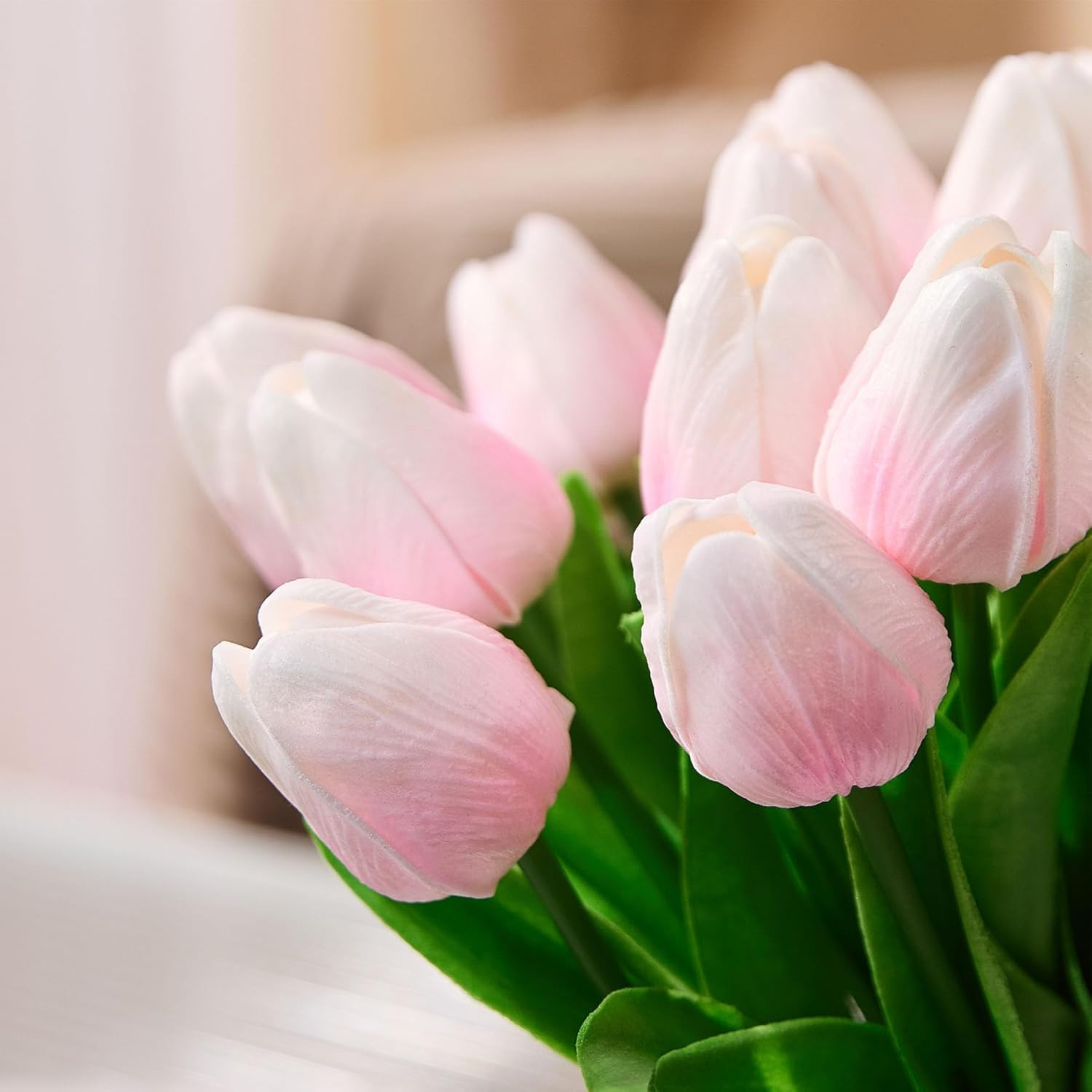 30 Pcs Tulips Artificial Flowers Fake Pink Flowers Latex Tulips Real Touch 13″ S