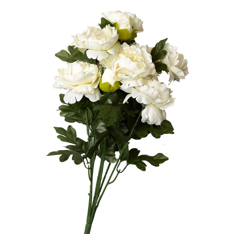 Factory Direct Craft Cream Artificial Peony Bush