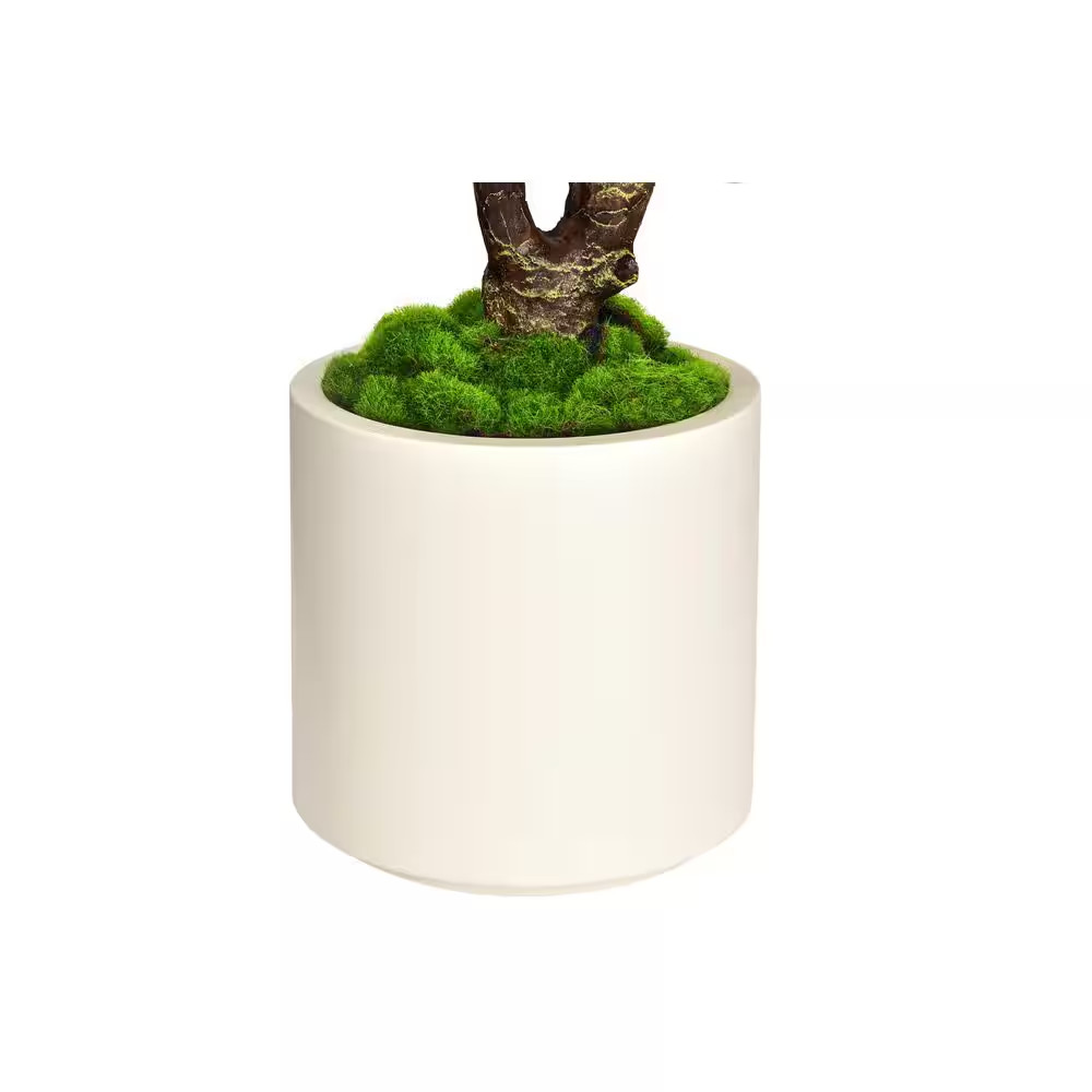 4.5 Ft. Artificial Fiddle Leaf Fig Tree in White Decor Pot, Faux Green Plant Ind