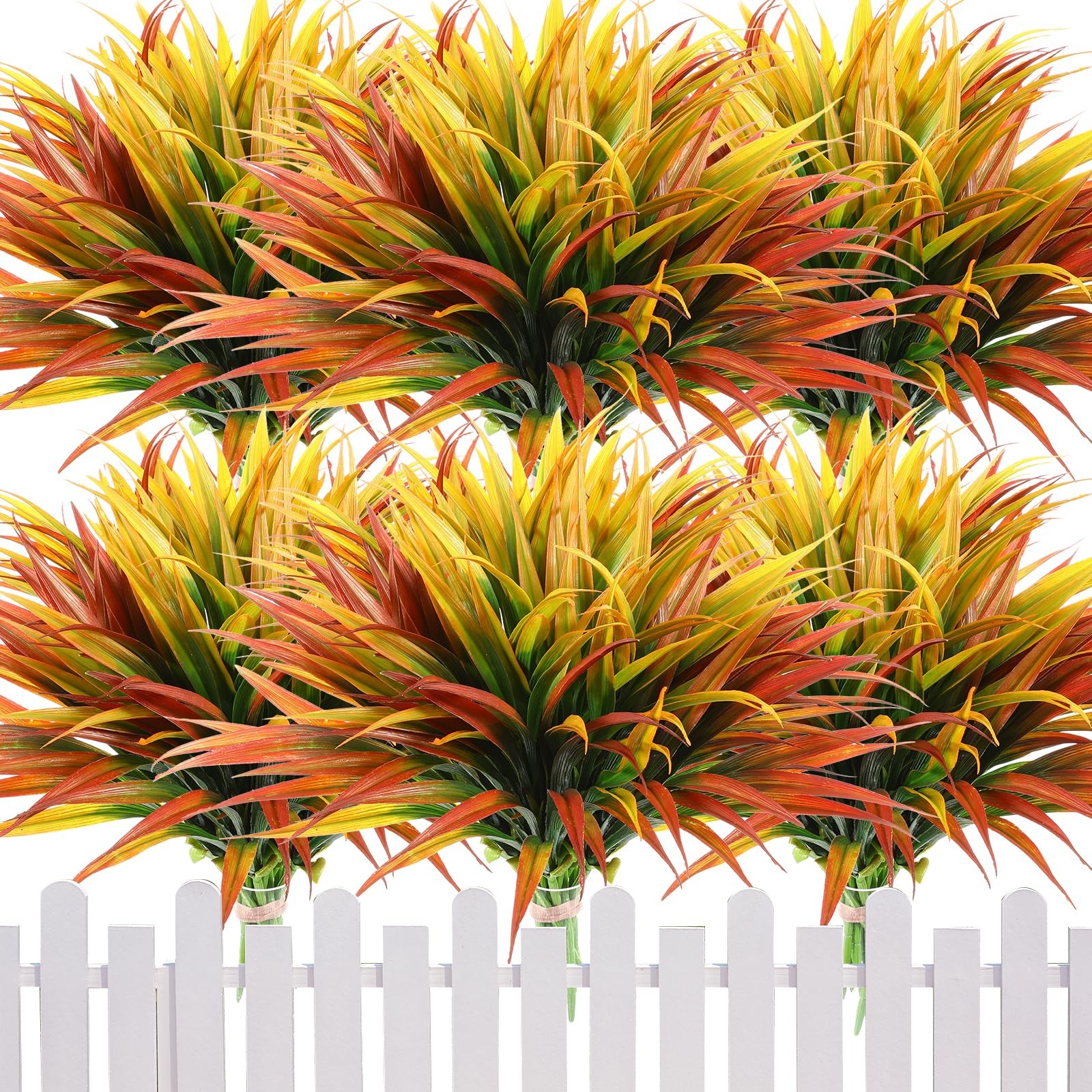 16 Pieces 17 in Artificial Tall Grass Plastic Fake Outdoors Plants Faux Bushe…