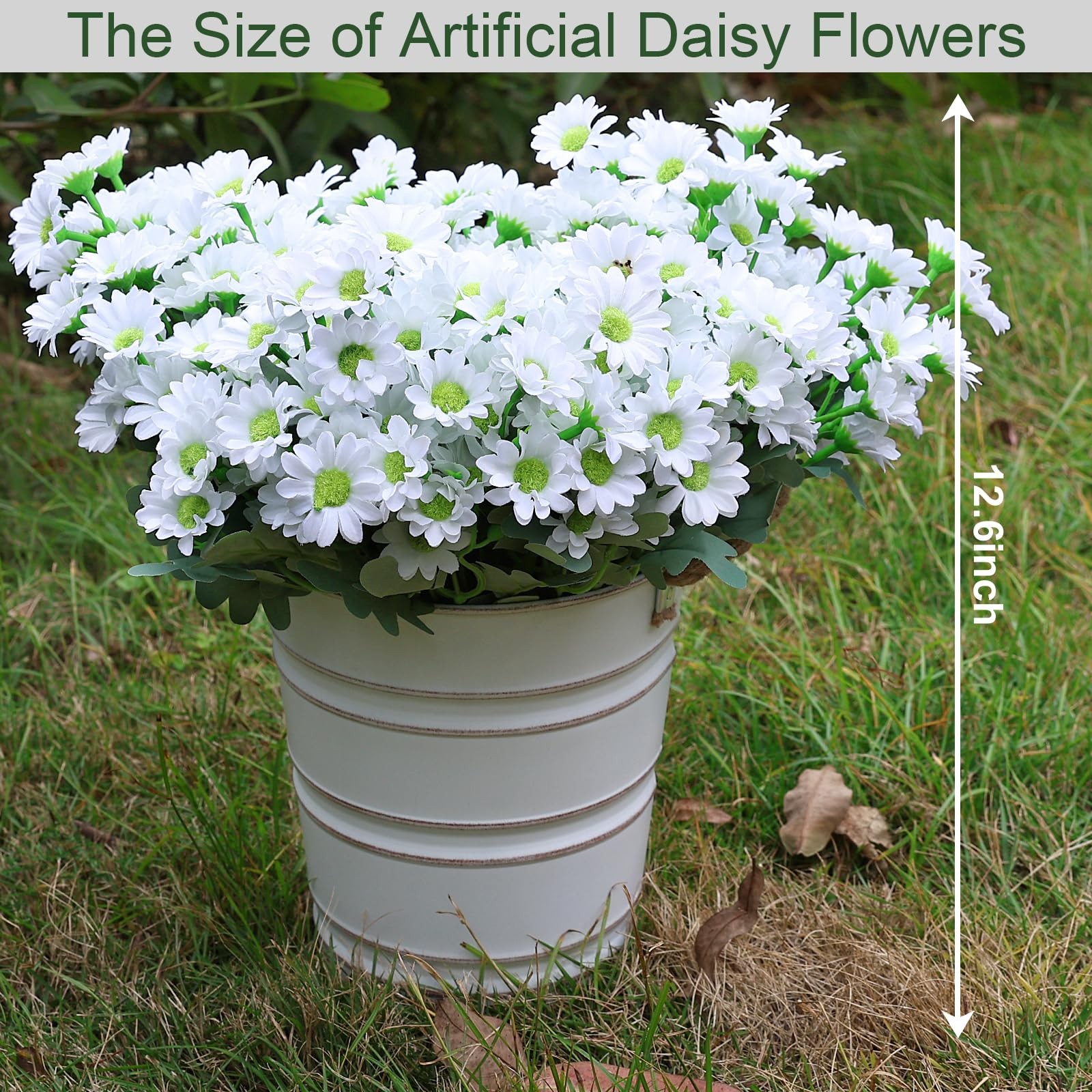 24 Bundles Artificial Daisy Flowers for Outdoor – Fake Mums Faux UV Resistant.